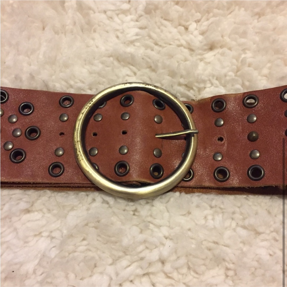 Urban Outfitters Tan Leather Belt with brass Buckle